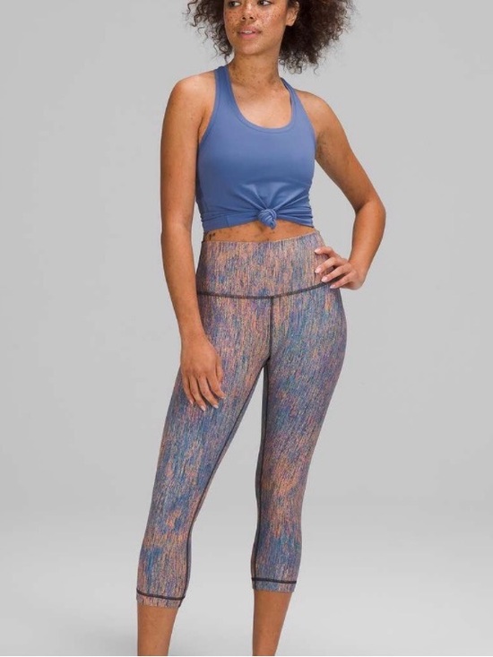 lululemon athletica Pants - Lululemon Wunder Under HR crop Red Teal Lagoon  Jaquared Sz 6 full on Luxtreme